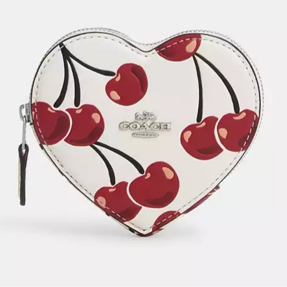 Coach Handbags - Coach Heart Coin Case With Cherry Print
